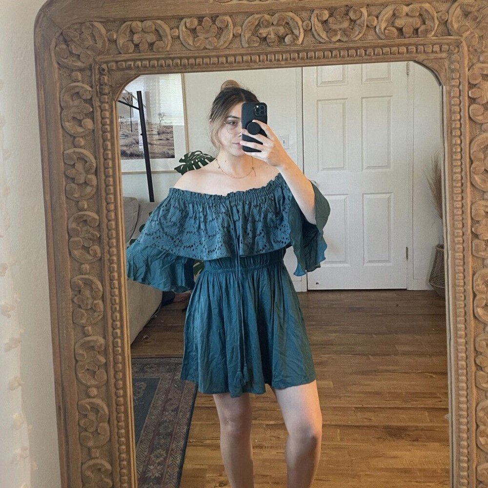 Women’s PQ SWIM Cover Dress Blue Boho Size Medium Large M/L